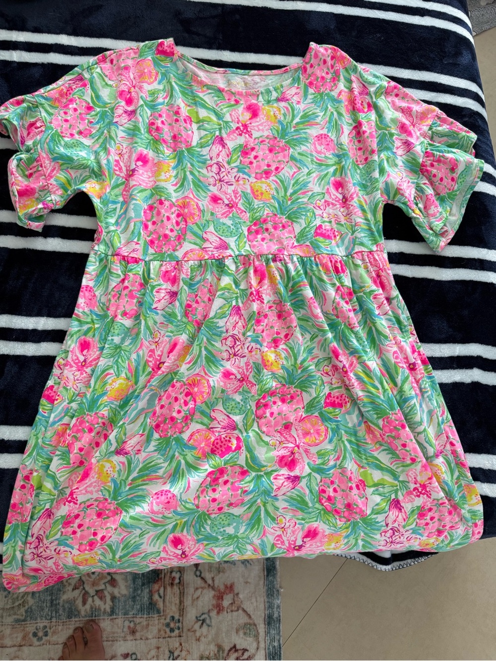 Lilly Pulitzer Pink & Green Tropical Floral Short Sleeve Dress